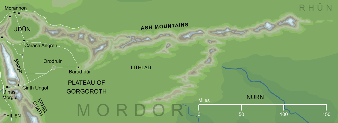 Map of the Ash Mountains