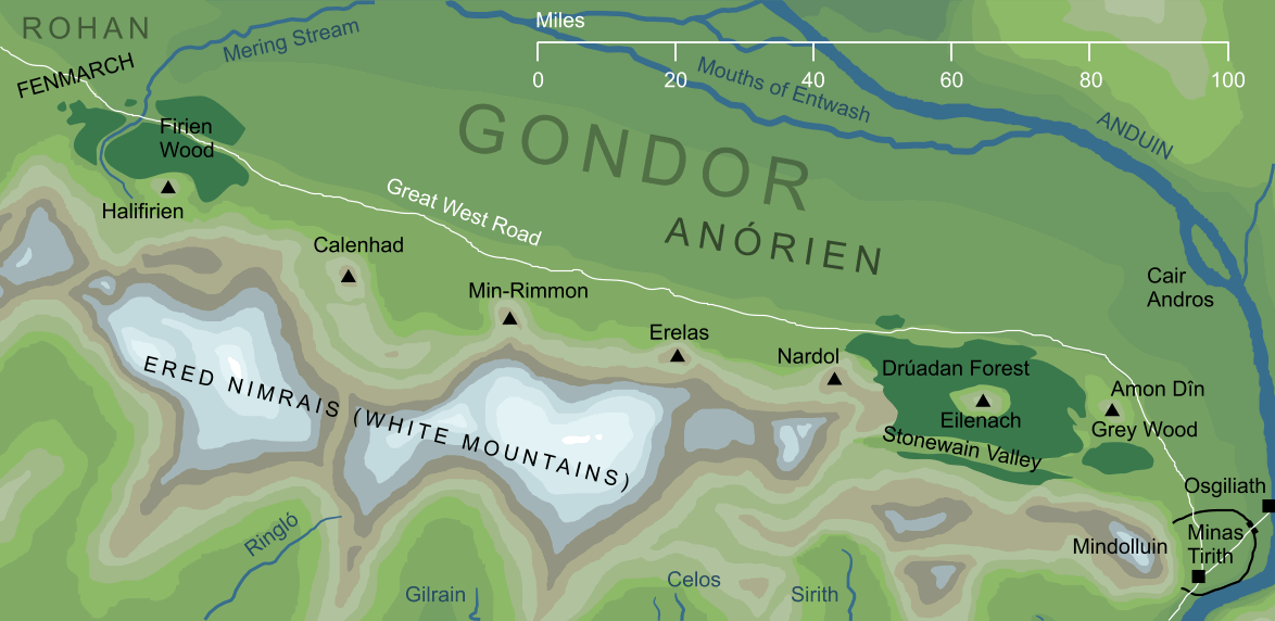 Map of the Beacons of Gondor