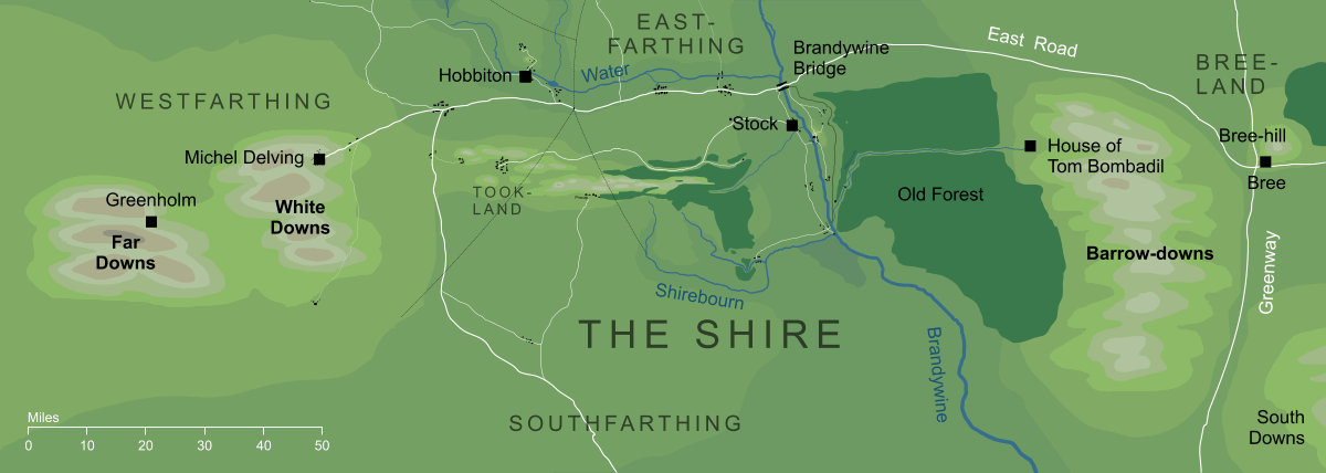Map of the Downs on the borders of the Shire