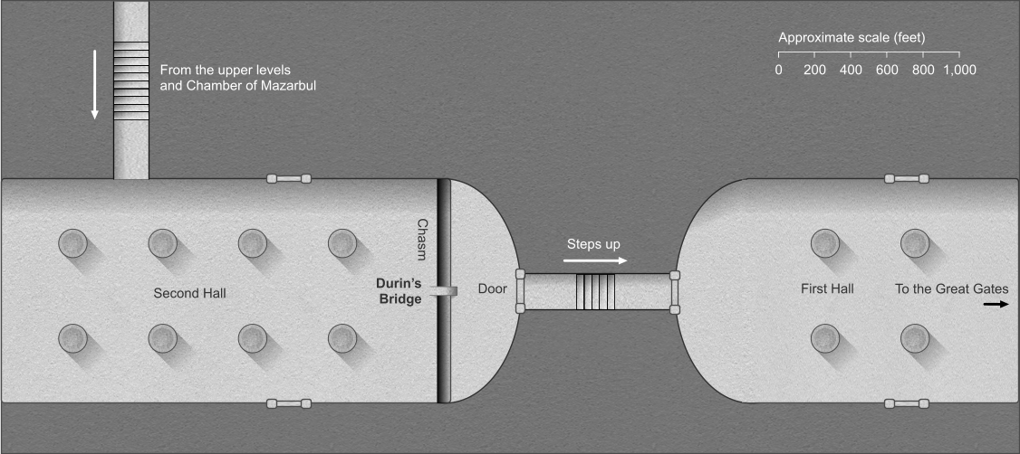 Map of Durin's Bridge within the Second Hall of Moria