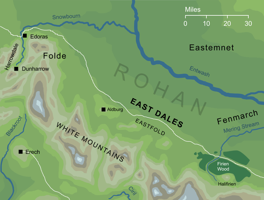 Map of the East Dales of Rohan