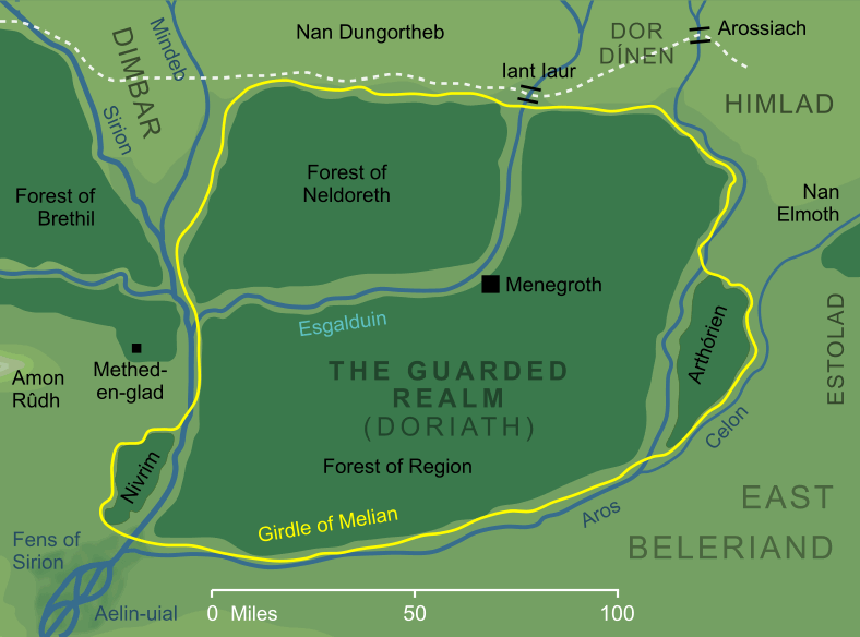 Map of the Guarded Realm of Doriath