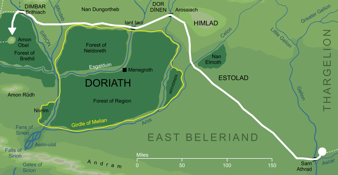 Map of the journey of the Folk of Haleth