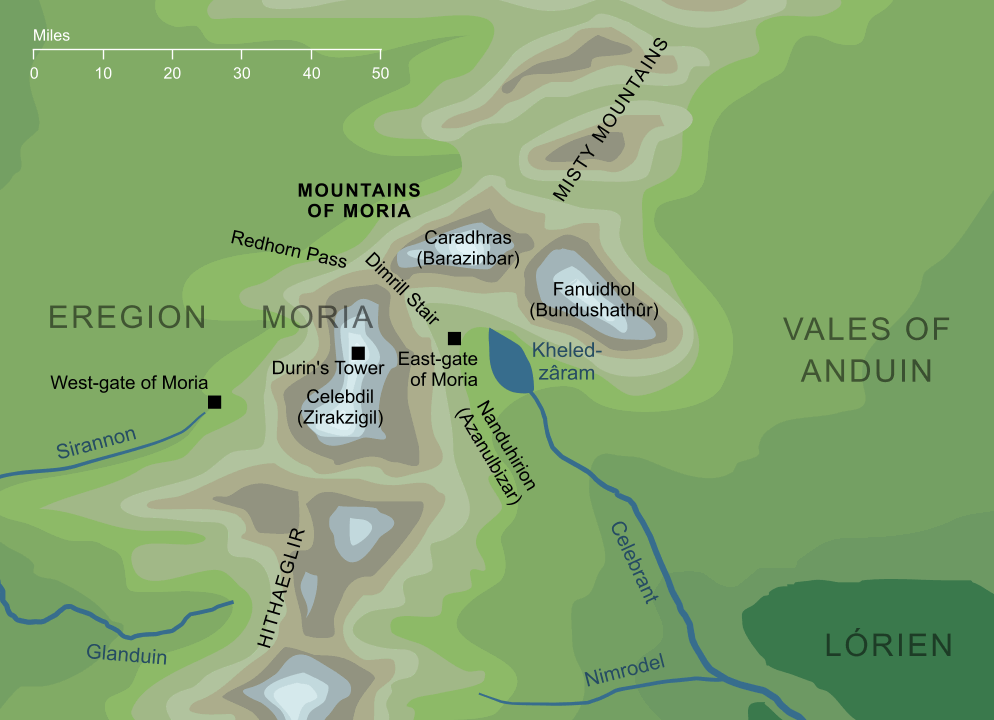Map of the Mountains of Moria
