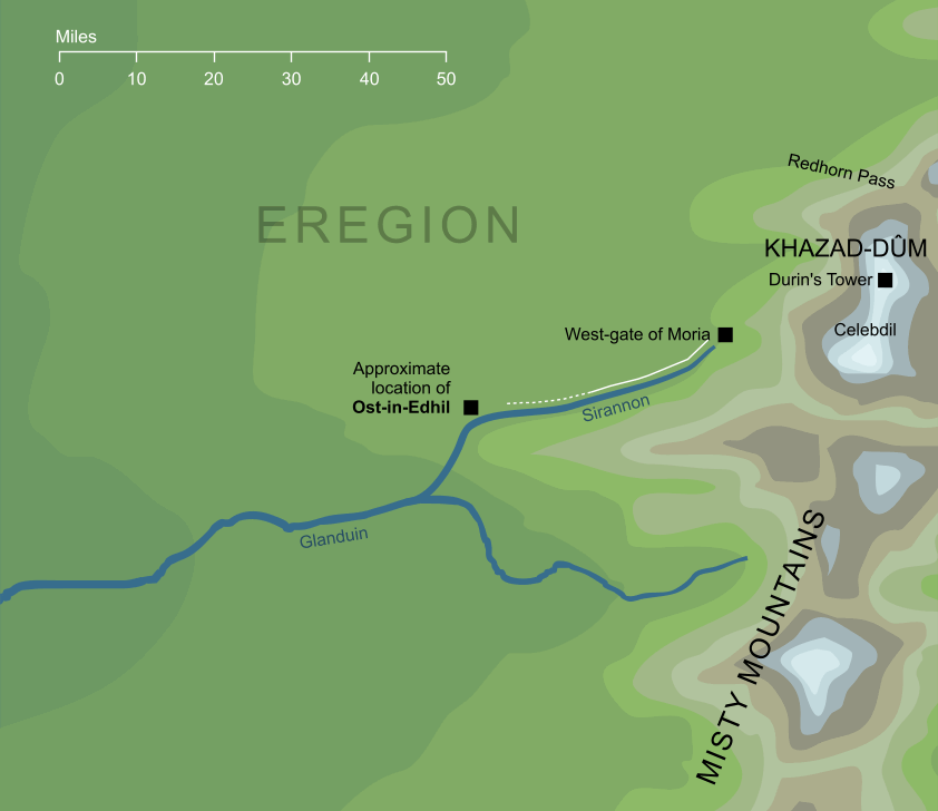 Map showing the approximate location of Ost-in-Edhil