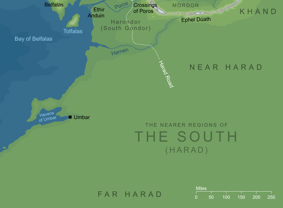 Map of the South of Middle-earth