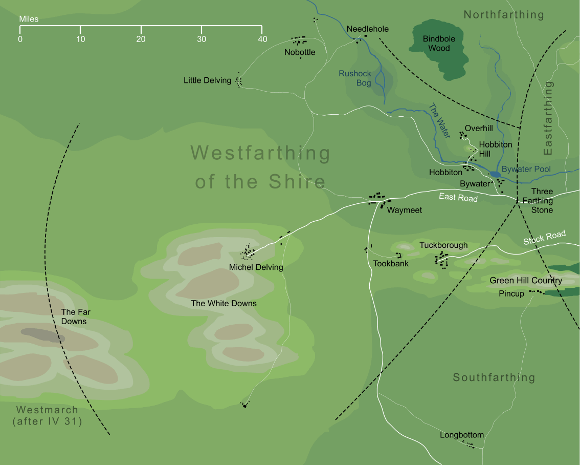 Map of the Westfarthing of the Shire